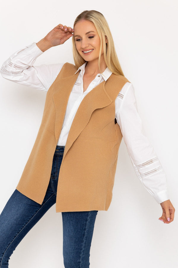 Carraig Donn Camel Knit Waistcoat