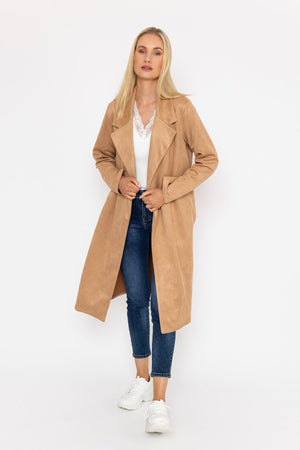 Carraig Donn Camel Long Suede Coat