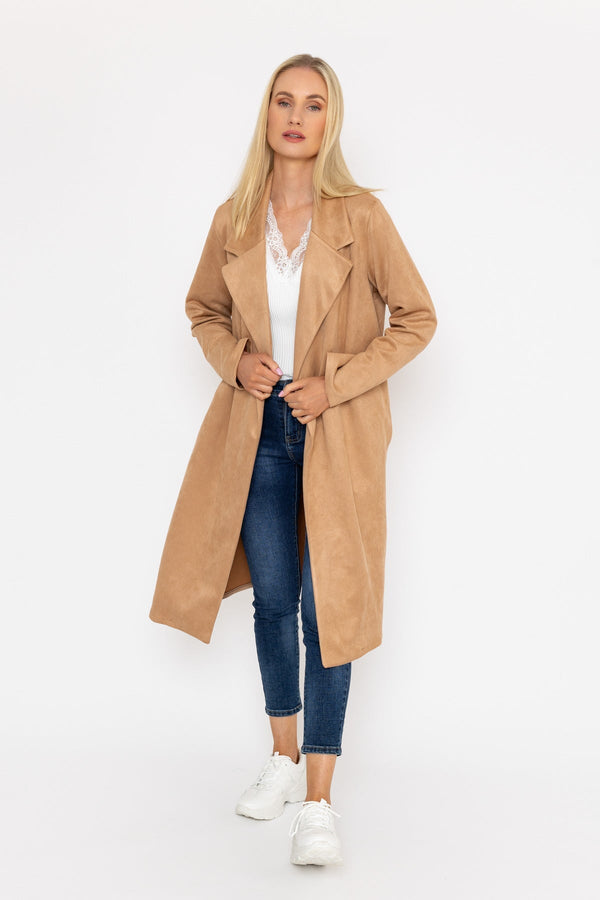 Carraig Donn Camel Long Suede Coat