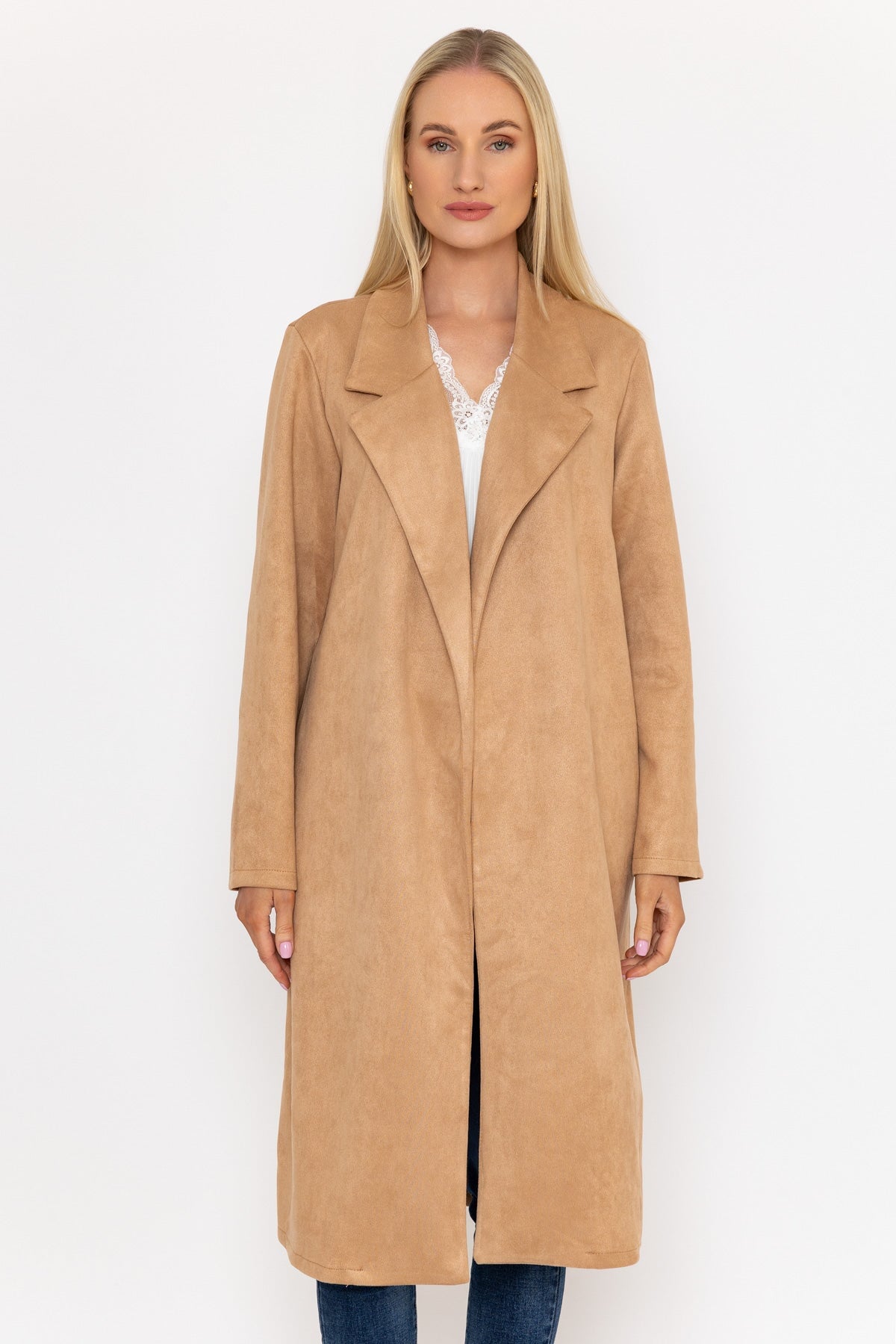 Camel Long Suede Coat