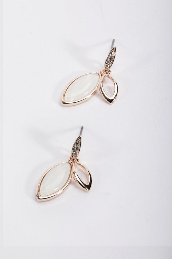 Carraig Donn Cateye Pendant Earrings in White
