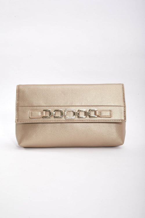 Chain Detail Clutch in Gold