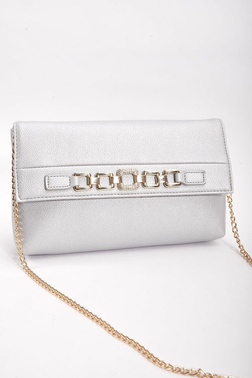 Carraig Donn Chain Detail Clutch in Silver