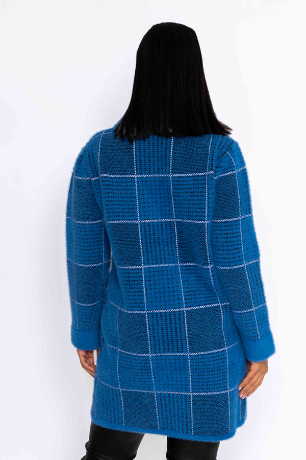 Carraig Donn Check Buttoned Coatigan in Teal