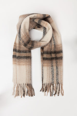 Carraig Donn Check Scarf in Brown Tones
