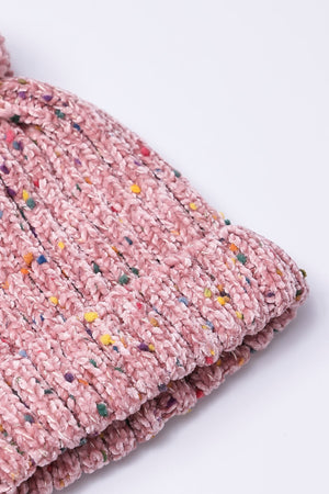 Carraig Donn Chenille Contrast Beanie in Pink