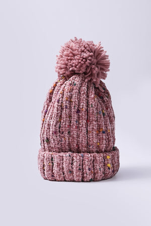 Carraig Donn Chenille Contrast Beanie in Pink