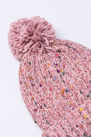 Carraig Donn Chenille Contrast Beanie in Pink