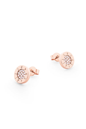 Carraig Donn Circle Pave Rose Gold Stud Earrings