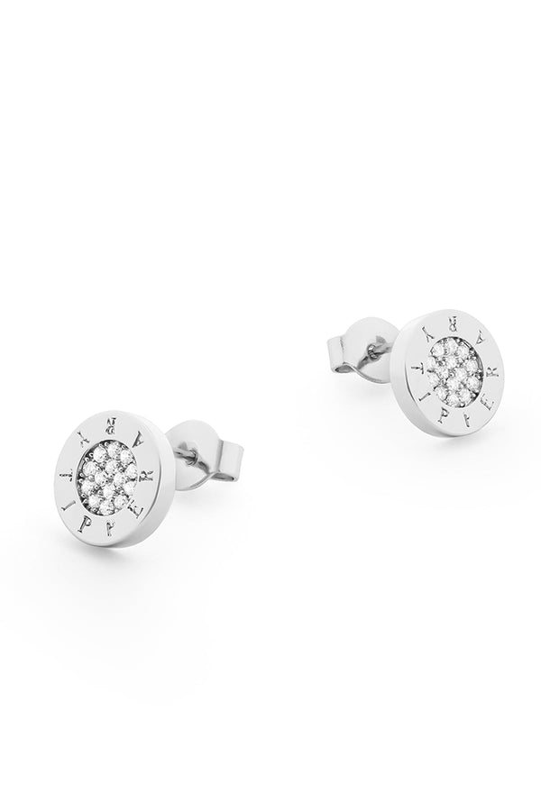 Carraig Donn Circle Pave Silver Stud Earrings