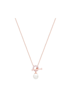 Carraig Donn Circle T-Bar Necklace in Rose Gold