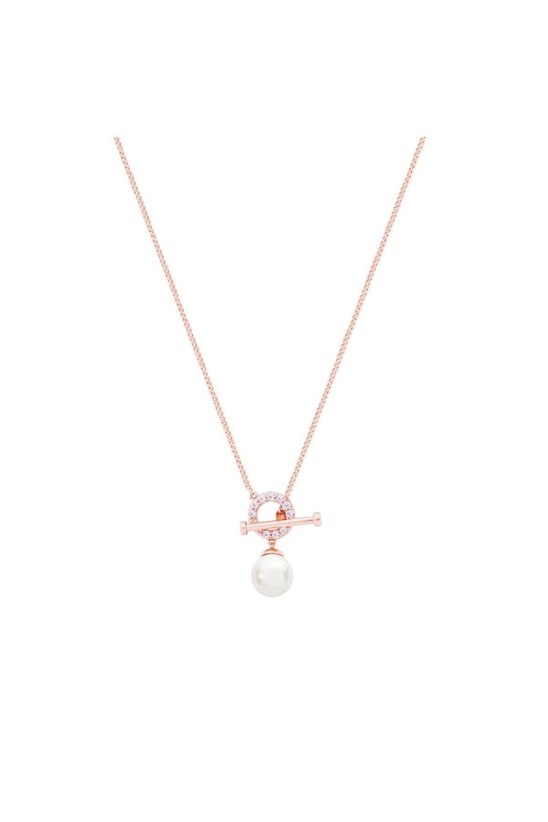 Carraig Donn Circle T-Bar Necklace in Rose Gold