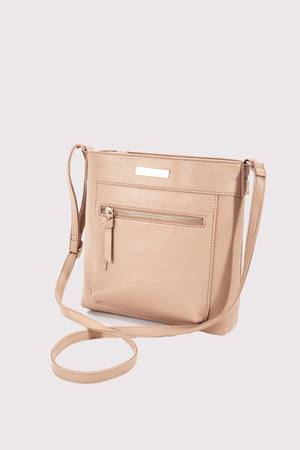 Carraig Donn Classic Crossbody Front Zip Bag in Beige