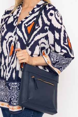Carraig Donn Classic Crossbody Front Zip Bag in Navy