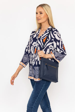 Carraig Donn Classic Crossbody Front Zip Bag in Navy