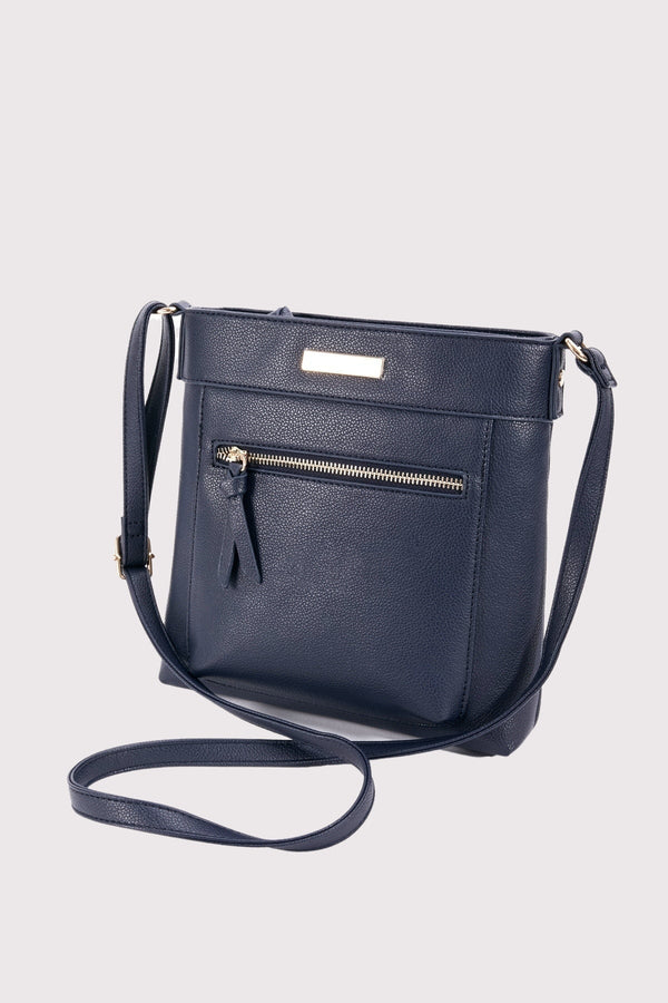 Carraig Donn Classic Crossbody Front Zip Bag in Navy