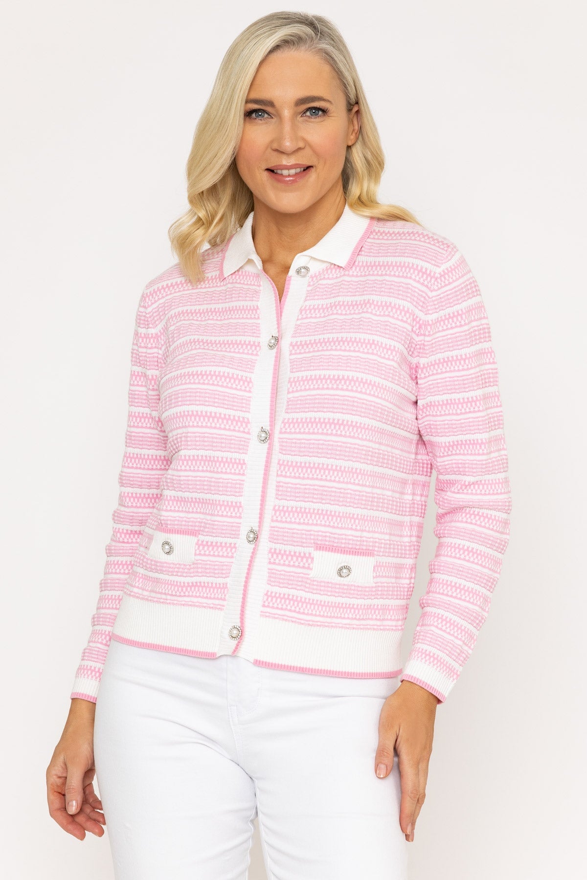 Collar Cardigan in Pink