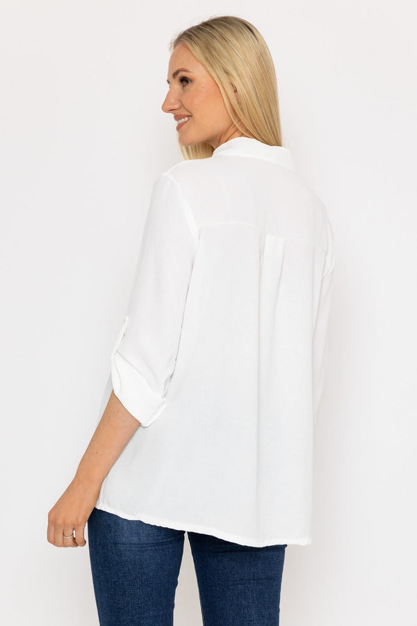 Carraig Donn Collarless Shirt in Ecru
