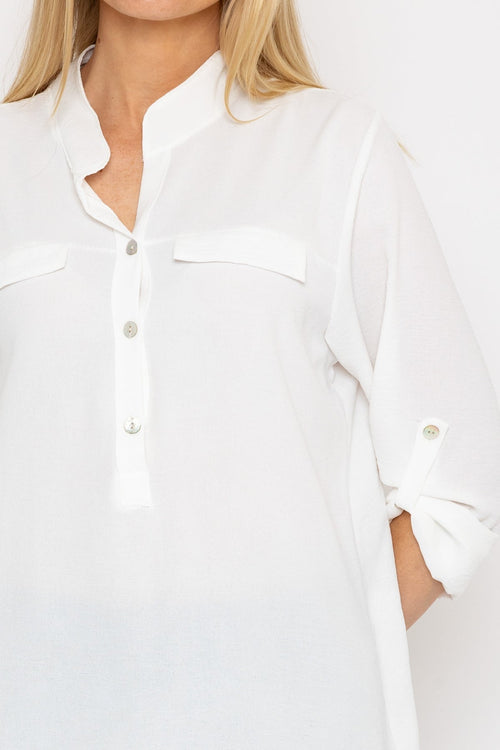 Carraig Donn Collarless Shirt in Ecru