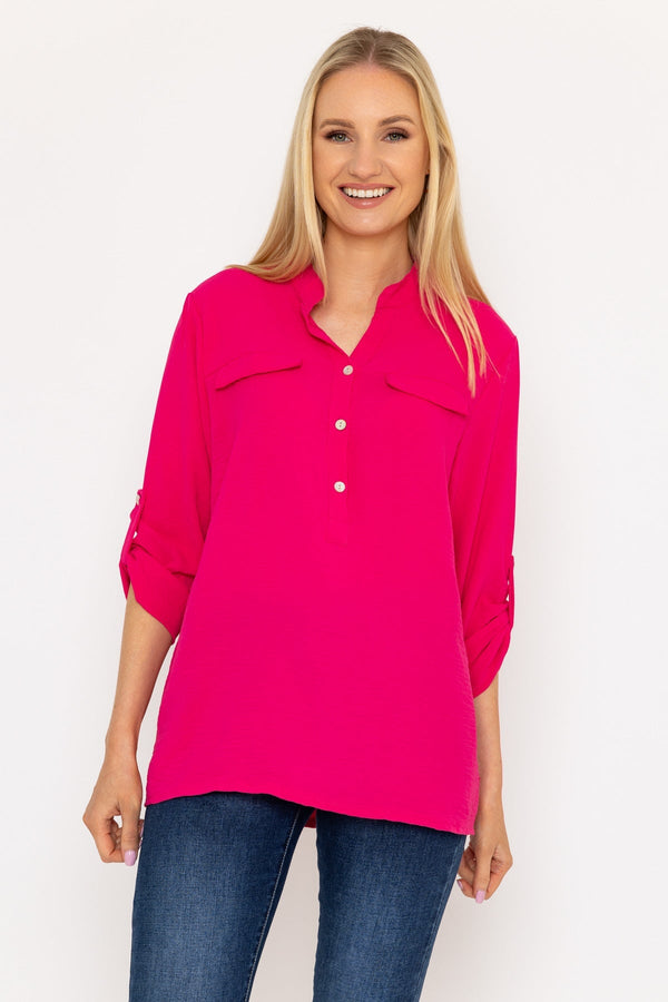 Carraig Donn Collarless Shirt in Pink