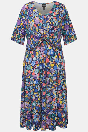 Carraig Donn Colorful Dot Print Short Sleeve Midi Dress