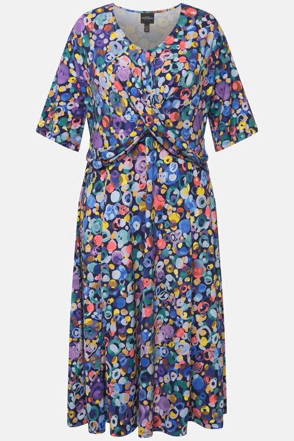 Carraig Donn Colorful Dot Print Short Sleeve Midi Dress