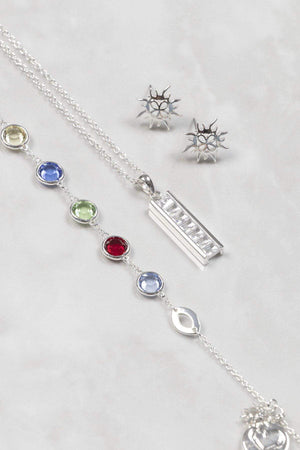 Carraig Donn Coloured Stone Bracelet in Silver