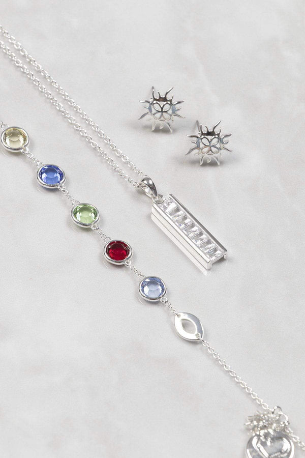 Carraig Donn Coloured Stone Bracelet in Silver