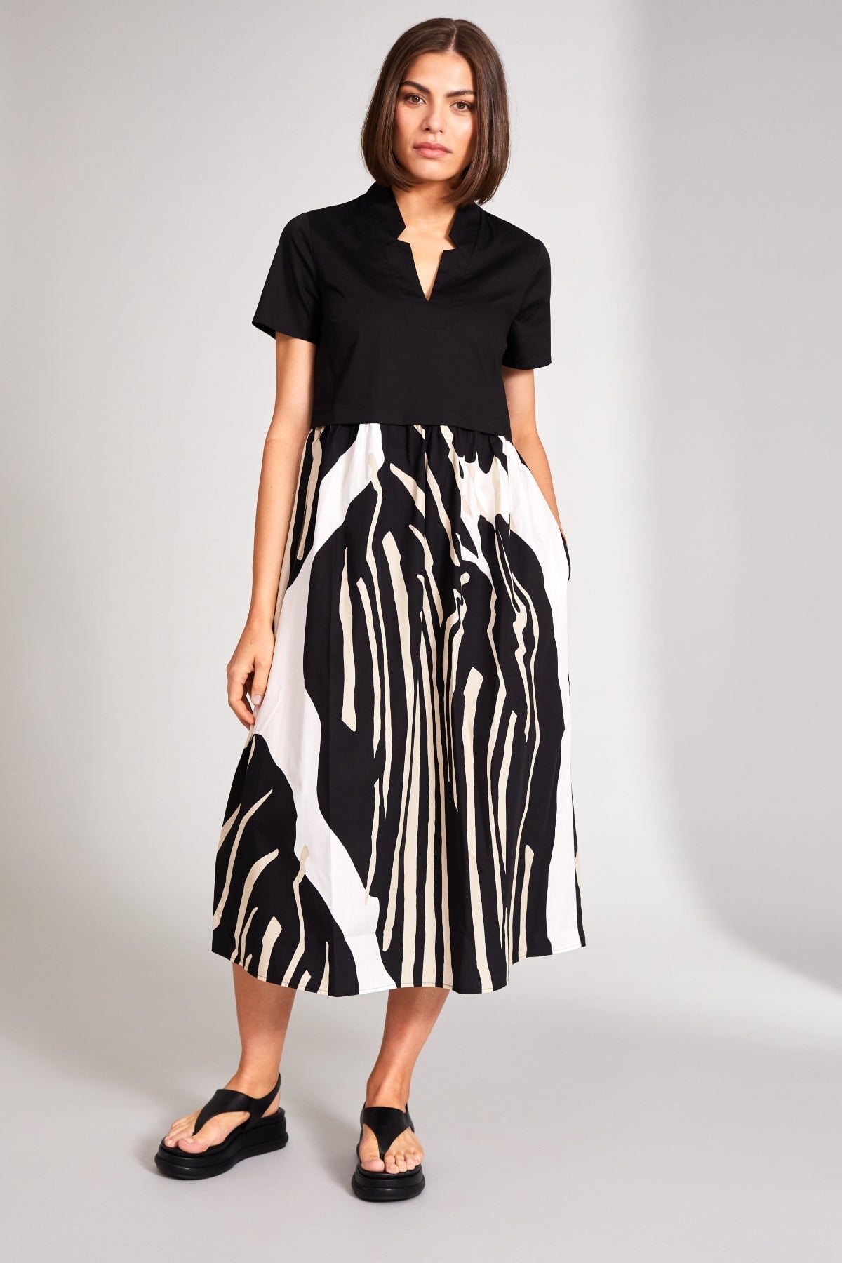 Contract Monochrome Print Dress