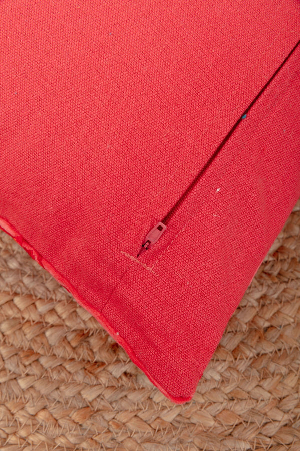 Carraig Donn Coral Velvet Floral Embroidered Cushion