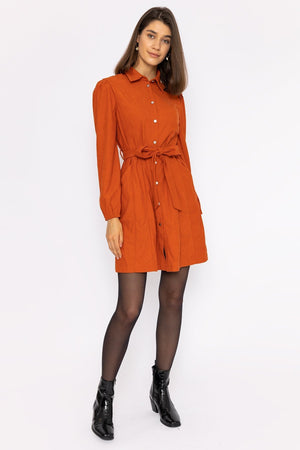Carraig Donn Cord Mini Dress in Rust