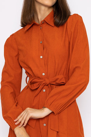 Carraig Donn Cord Mini Dress in Rust