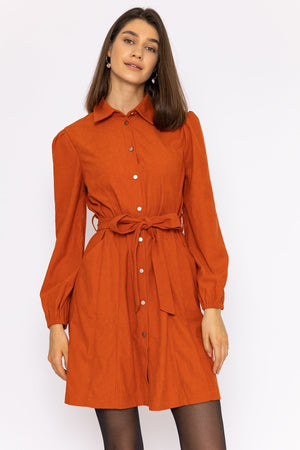 Carraig Donn Cord Mini Dress in Rust