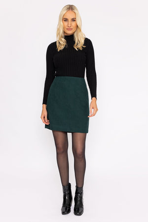 Carraig Donn Cord Mini Skirt in Green