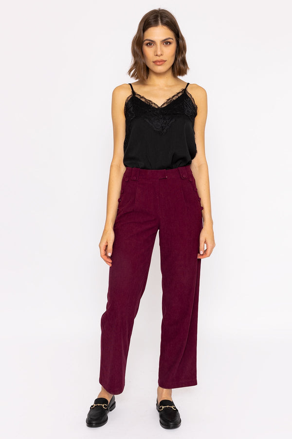 Carraig Donn Cord Wide Leg Pant in Plum