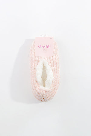 Carraig Donn Cosy Knit Slipper Sock in Pink