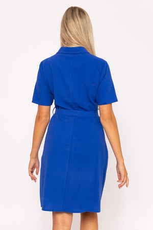 Carraig Donn Cotton Shirt Dress in Cobalt