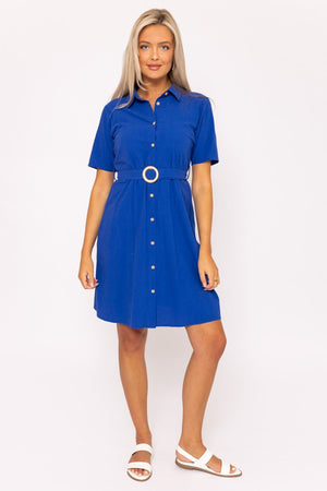 Carraig Donn Cotton Shirt Dress in Cobalt