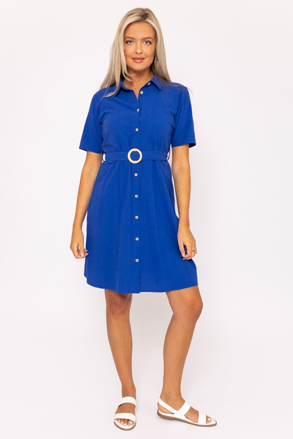 Carraig Donn Cotton Shirt Dress in Cobalt