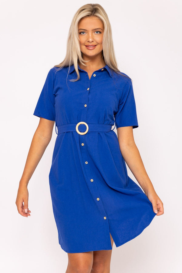 Carraig Donn Cotton Shirt Dress in Cobalt