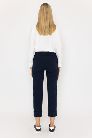 Carraig Donn Cotton Turn Up Trousers in Navy