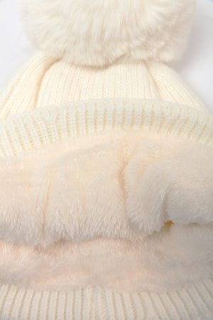 Carraig Donn Cream Cable Knit Beanie with Pom