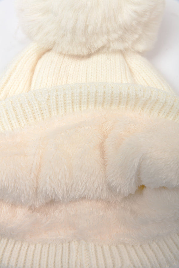 Carraig Donn Cream Cable Knit Beanie with Pom