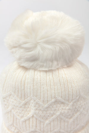 Carraig Donn Cream Cable Knit Beanie with Pom