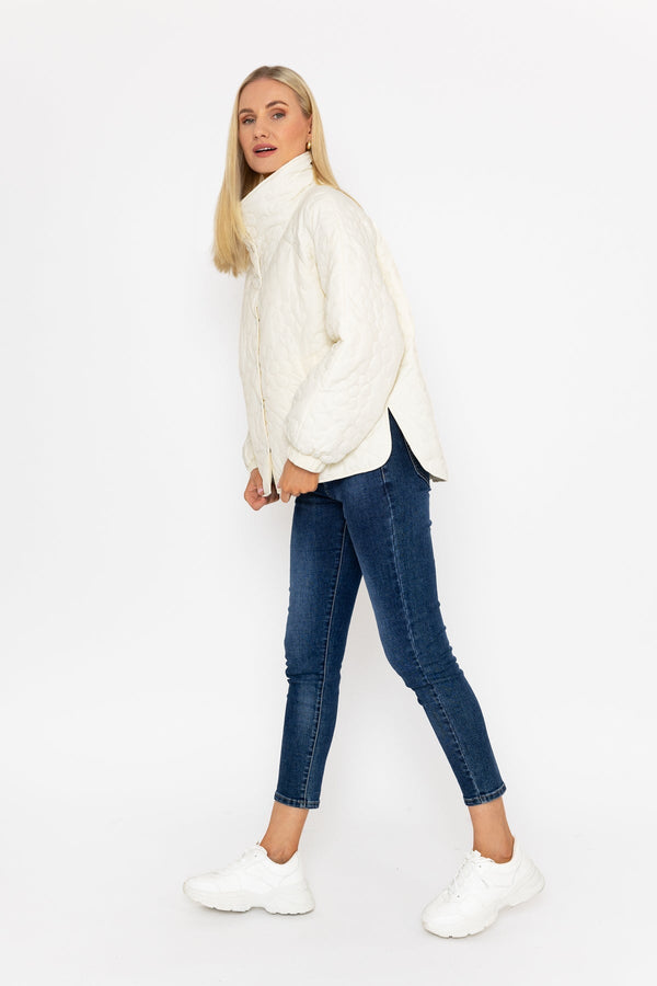 Carraig Donn Cream Floral Quilt Boxy Jacket