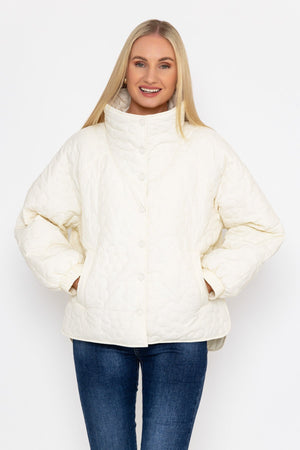 Carraig Donn Cream Floral Quilt Boxy Jacket