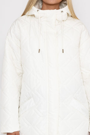 Carraig Donn Cream Long Line Hooded Coat