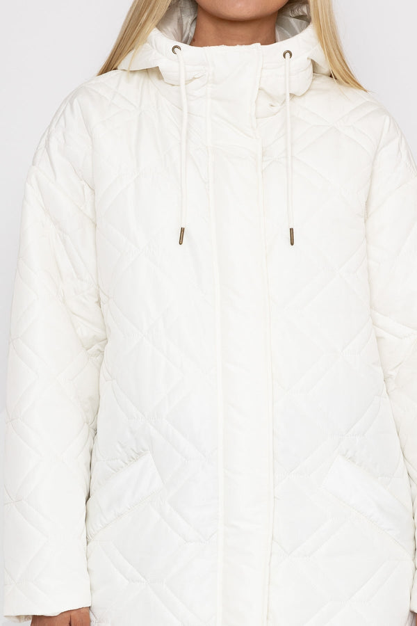 Carraig Donn Cream Long Line Hooded Coat