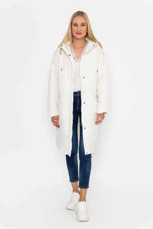 Carraig Donn Cream Long Line Hooded Coat