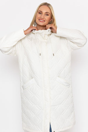 Carraig Donn Cream Long Line Hooded Coat